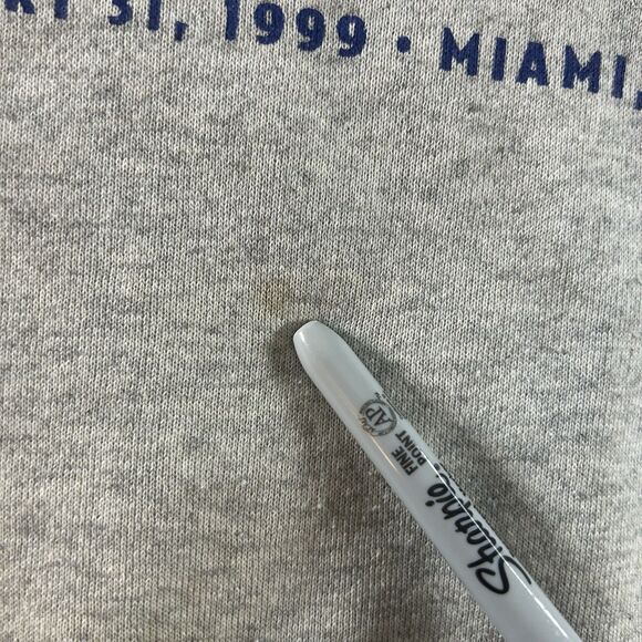 Vintage Super Bowl XXXIII Logo 7 Crewneck Men’s Large 1999 Gray Pullover NFL USA - Picture 5 of 13